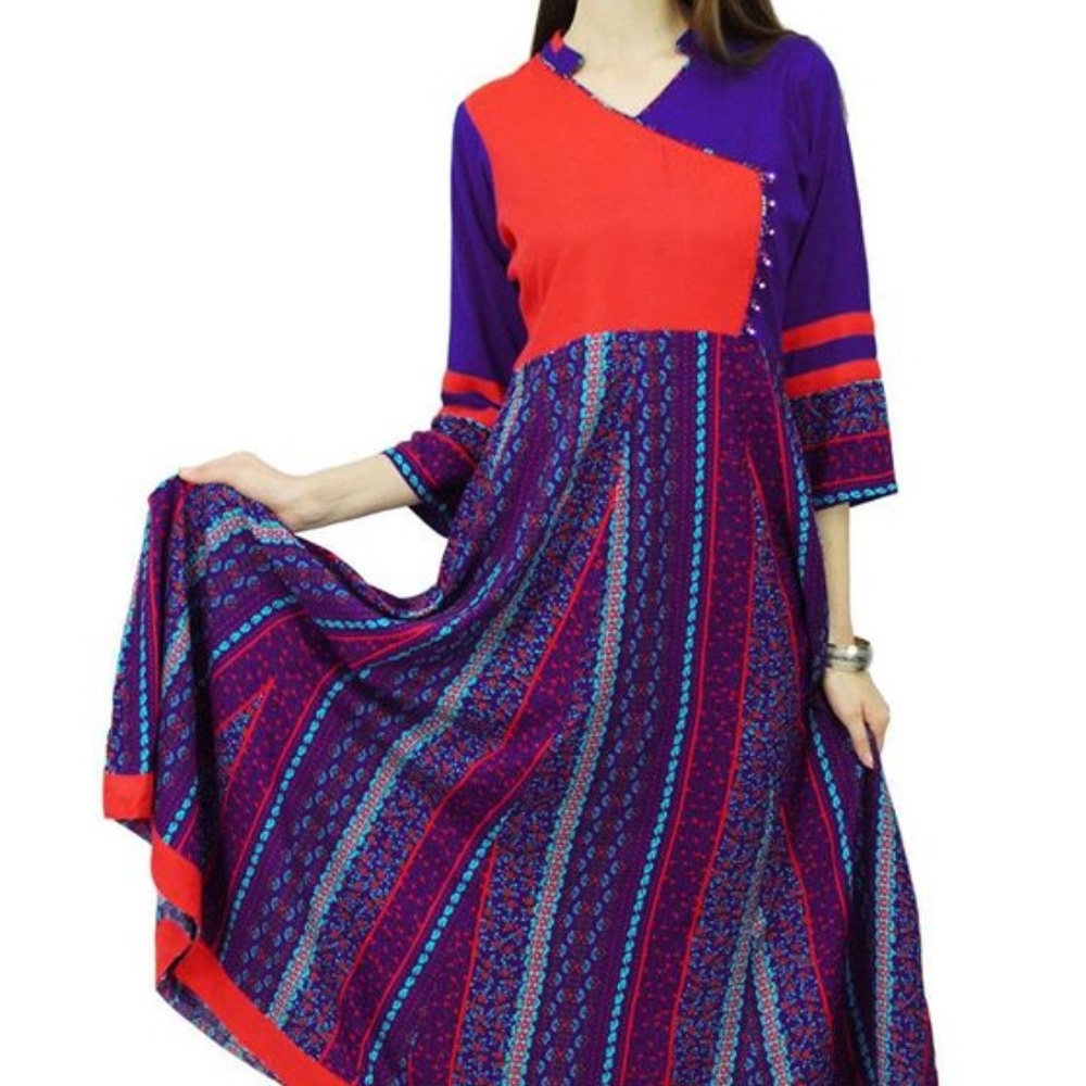 - Royal Blue and Red Authentic Indian Dress  Size XL